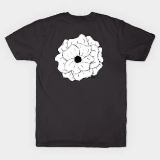 White Poppy or Anemone Hand Drawn T-Shirt